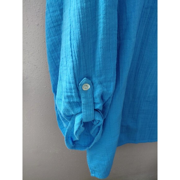 Soft Surroundings Marley Gauze Tunic Top Roll Tab Sleeve French Blue Size XL - Picture 4 of 10